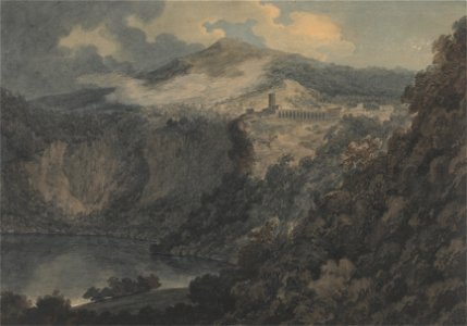 John Robert Cozens - The Lake and Town of Nemi - Google Art Project