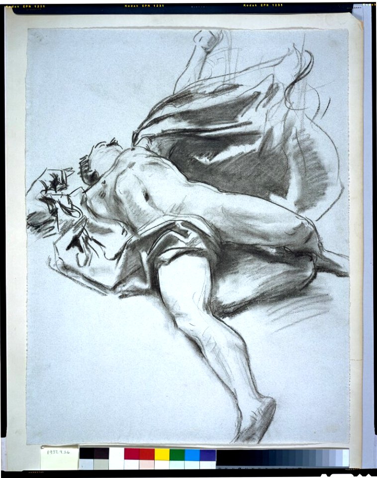 John Singer Sargent - Male Nude Reclining with Drapery - Inlån JSS 512-09 - Nationalmuseum