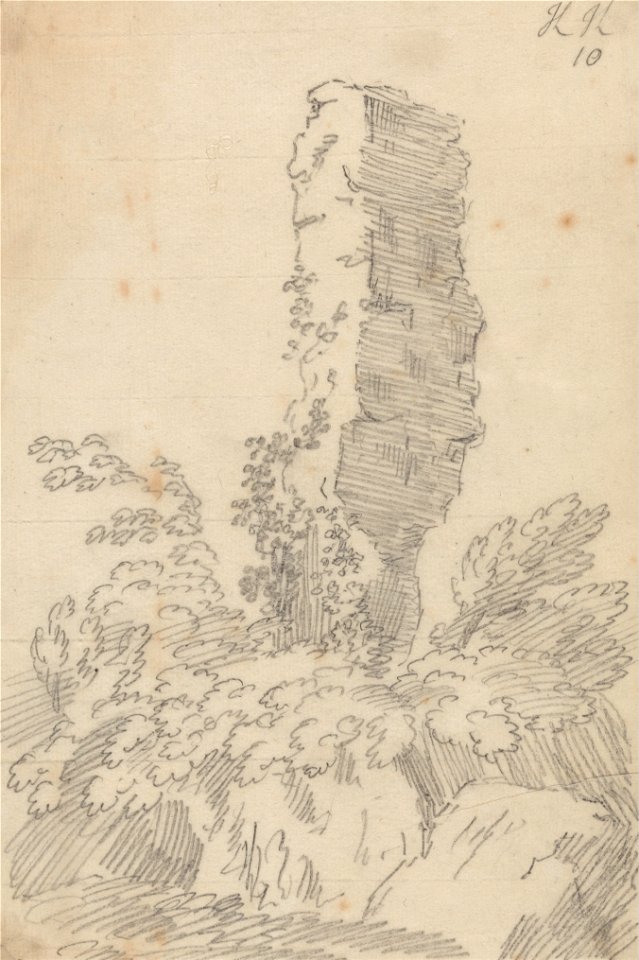 John Robert Cozens - Perpendicular Rock and Trees - Google Art Project