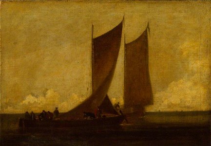 John Sell Cotman (1782-1842) (attributed to) - Wherries on Breydon - N01111 - National Gallery. Free illustration for personal and commercial use.