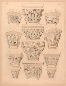 John Sell Cotman - Capitals in the Abbey Church of St. Georges de Bocherville, near Rouen, Normandy - Google Art Project