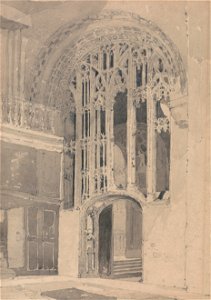 John Sell Cotman - Interior of Norwich Cathedral- Doorway and Screen Between the South Transept and the Aisle of the Pr... - Google Art Project