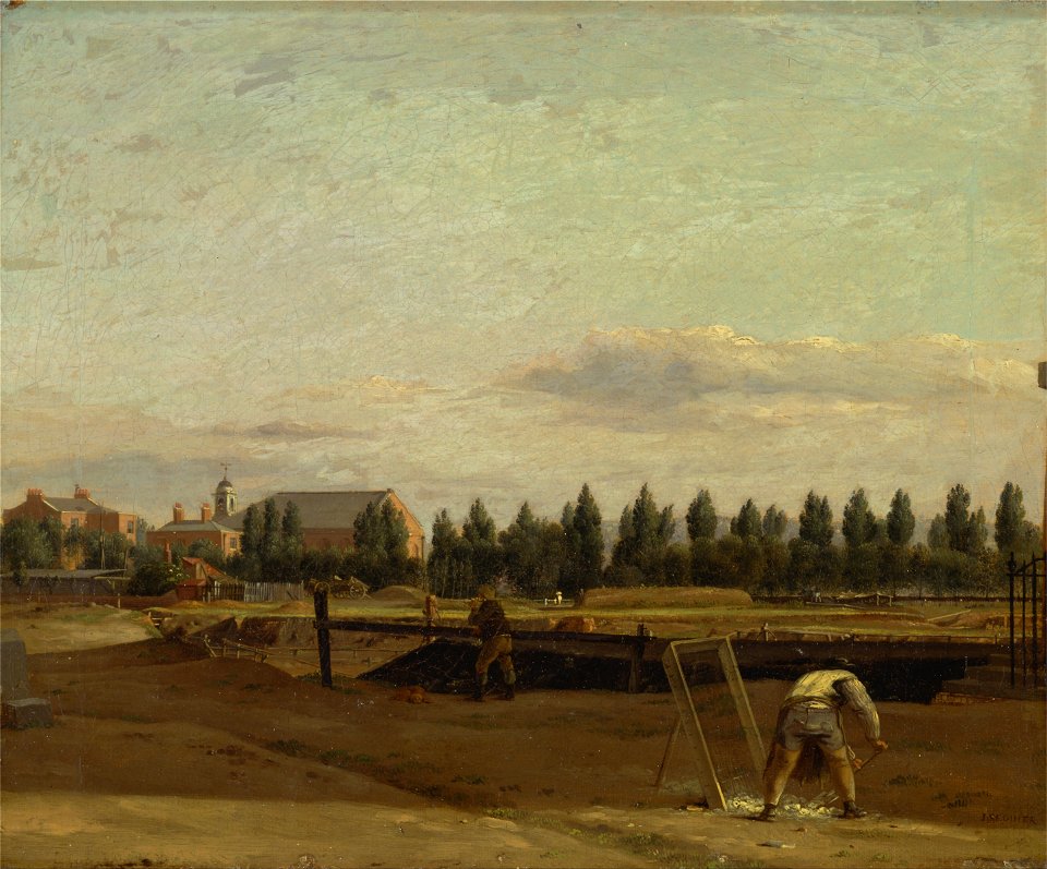 John Seguier - Excavating the Regent's Canal, with a View of Marylebone Chapel - Google Art Project