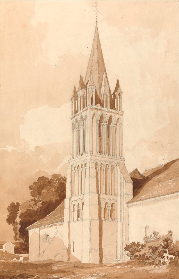 John Sell Cotman - South-East View of the Church of Ifs, Near Caen, Normandy - Google Art Project