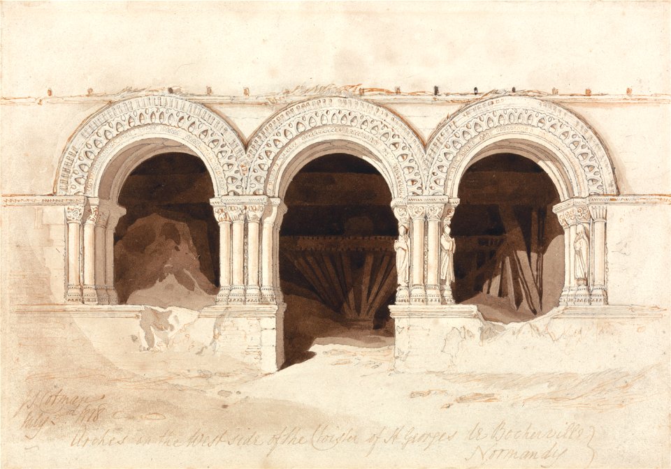 John Sell Cotman - Arches in the West Side of the Cloister of Saint. Georges de Bocherville, near Rouen, Normandy - Google Art Project