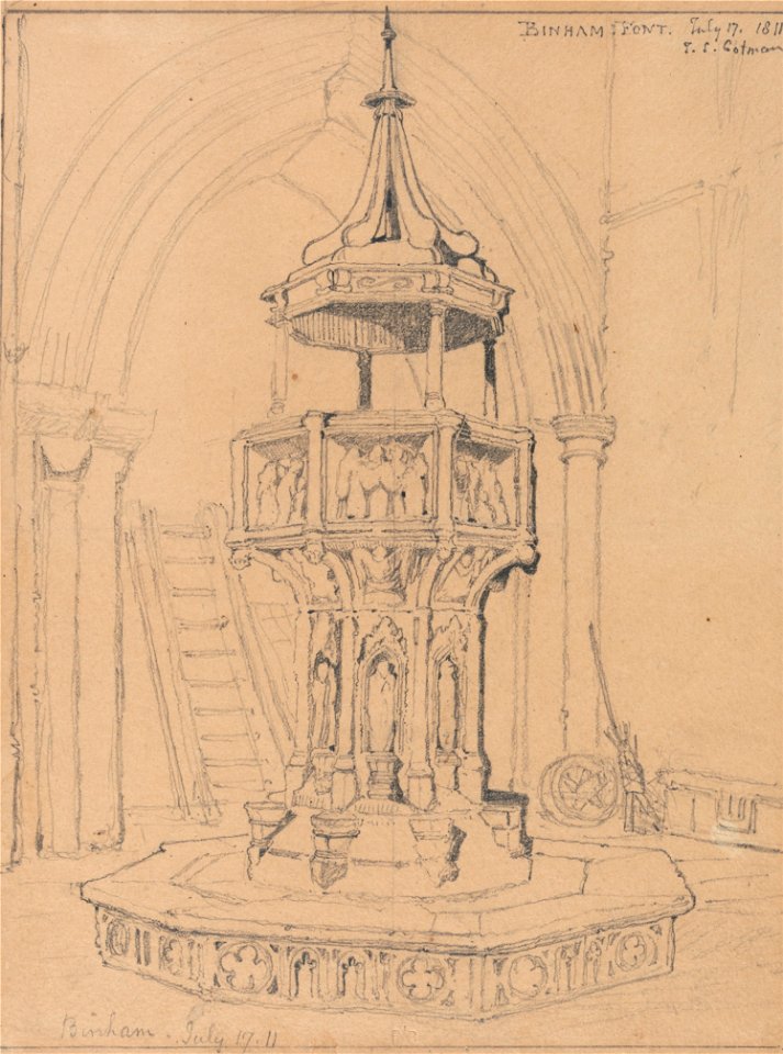 John Sell Cotman - Font in Binham Church, Norfolk - Google Art Project