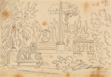 John Robert Cozens - Obelisk and Statues in a Garden - Google Art Project