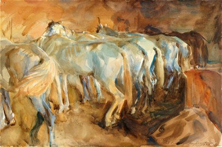 John Singer Sargent - Bus Horses in Jerusalem - P3w32 - Isabella Stewart Gardner Museum