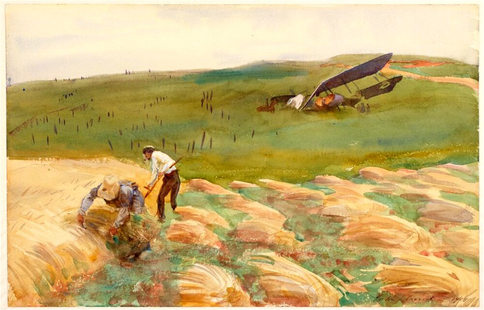 John Singer Sargent - A Crashed Aeroplane - Inlån JSS 401-02 - Imperial War Museum London