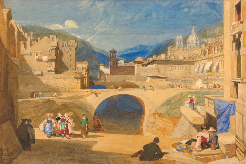 John Sell Cotman - Bridge in a Continental Town - Google Art Project