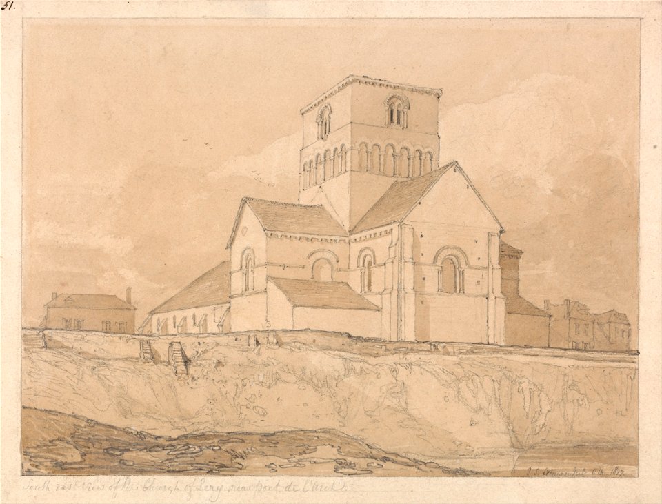 John Sell Cotman - South-East View of the Church of Lery, near Pont-de-l'Arche, Normandy - Google Art Project