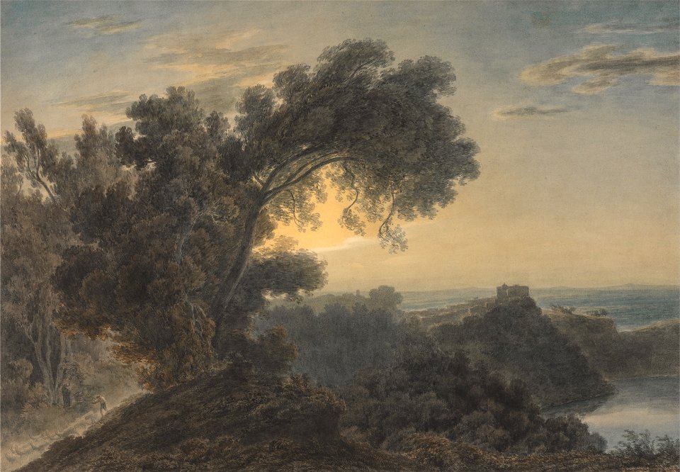 John Robert Cozens - The Lake of Albano and Castle Gandolfo - Google Art Project