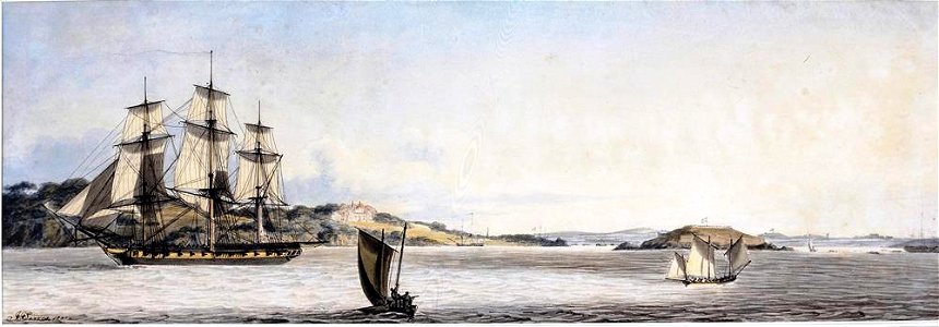 John Thomas Serres - A Frigate leaving Plymouth Sound, with other Vessels nearby 18041