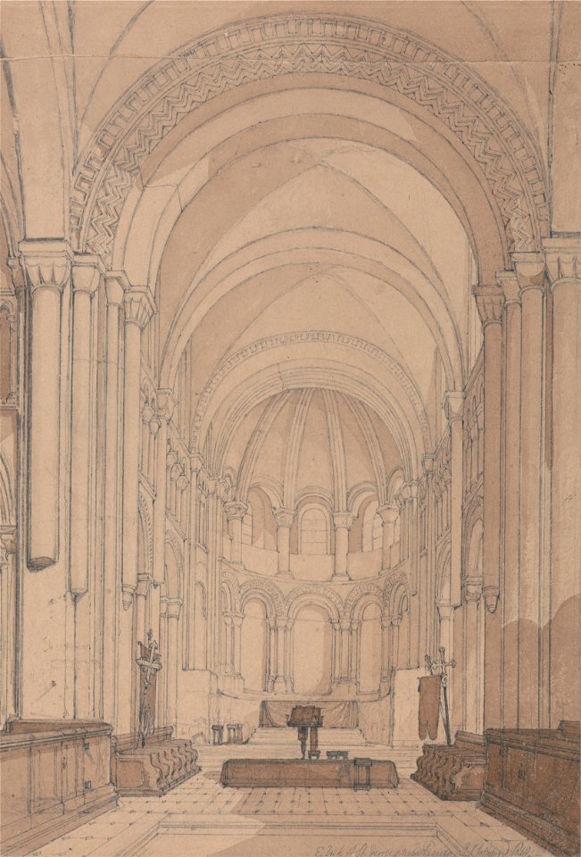 John Sell Cotman - East End of the Abbey Church of Saint Georges de Bocherville, near Rouen, Normandy - Google Art Project