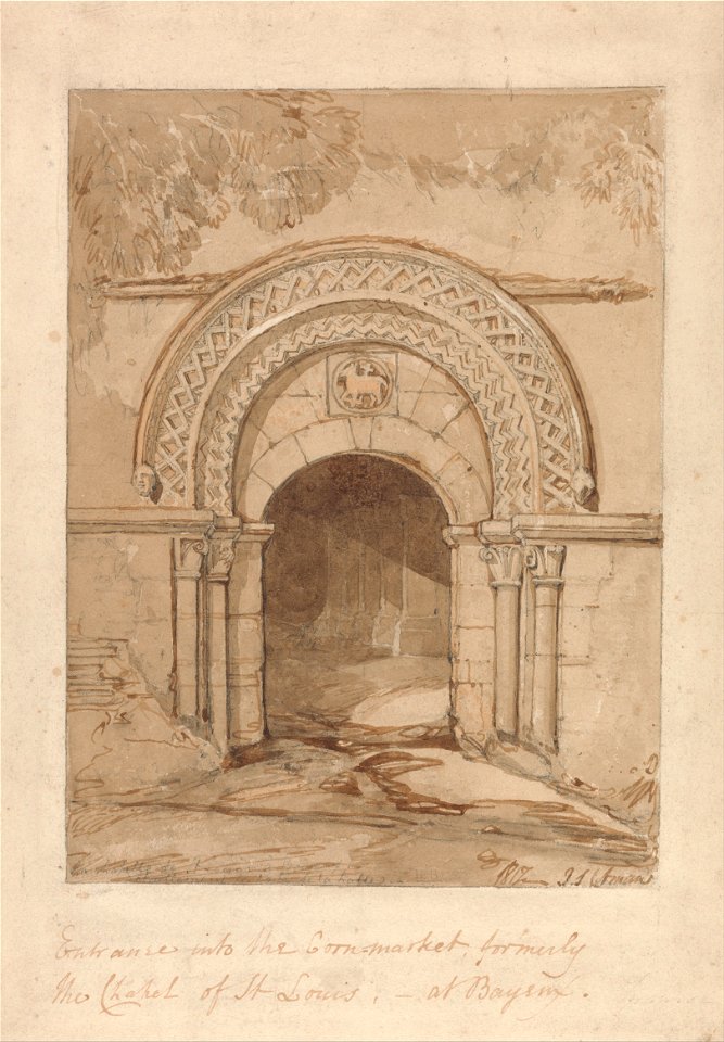 John Sell Cotman - Entrance into the Cornmarket, Formerly the Chapel of St. Louis, at Bayeux - Google Art Project