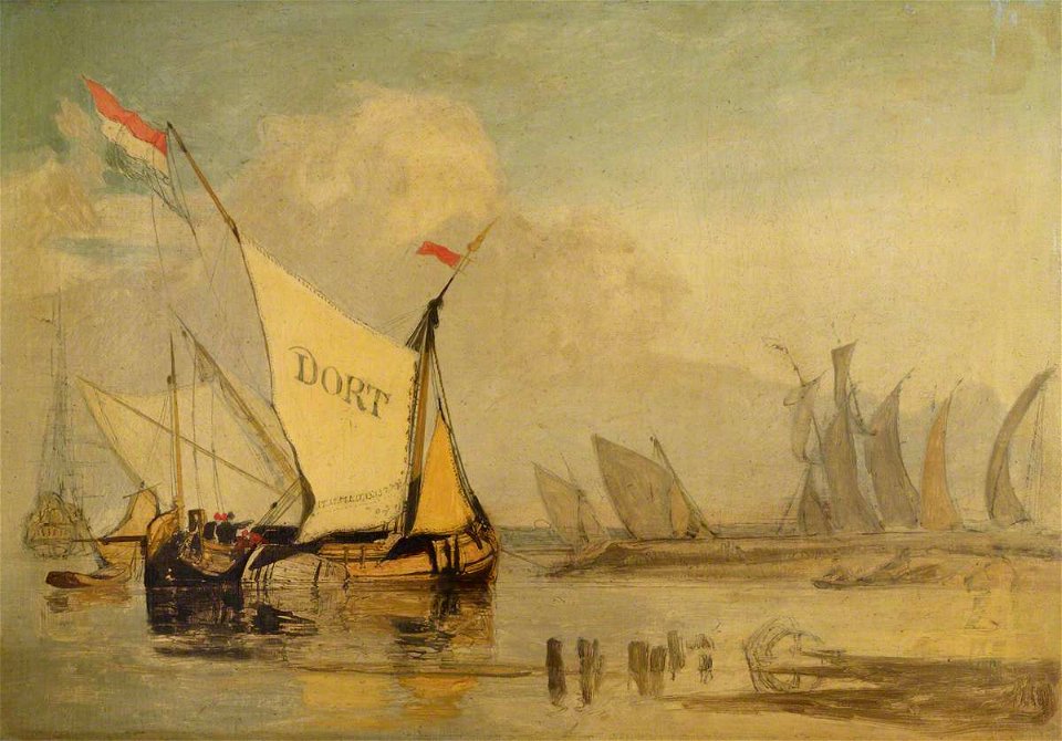 John Sell Cotman (1782-1842) (attributed to) - Dutch Barges off the Coast - 515740 - National Trust