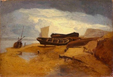 John Sell Cotman (1782-1842) - Seashore with Boats - N04785 - National Gallery. Free illustration for personal and commercial use.