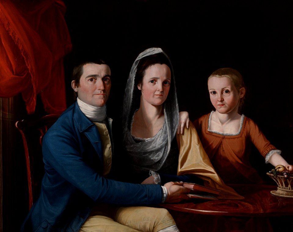 John Trumbull - Jonathan Trumbull, Jr. (1740-1809) with Mrs. Trumbull (Eunice Backus) (1749-1826) and Faith Trumbull (1769-1846) - 1920.2 - Yale University Art Gallery