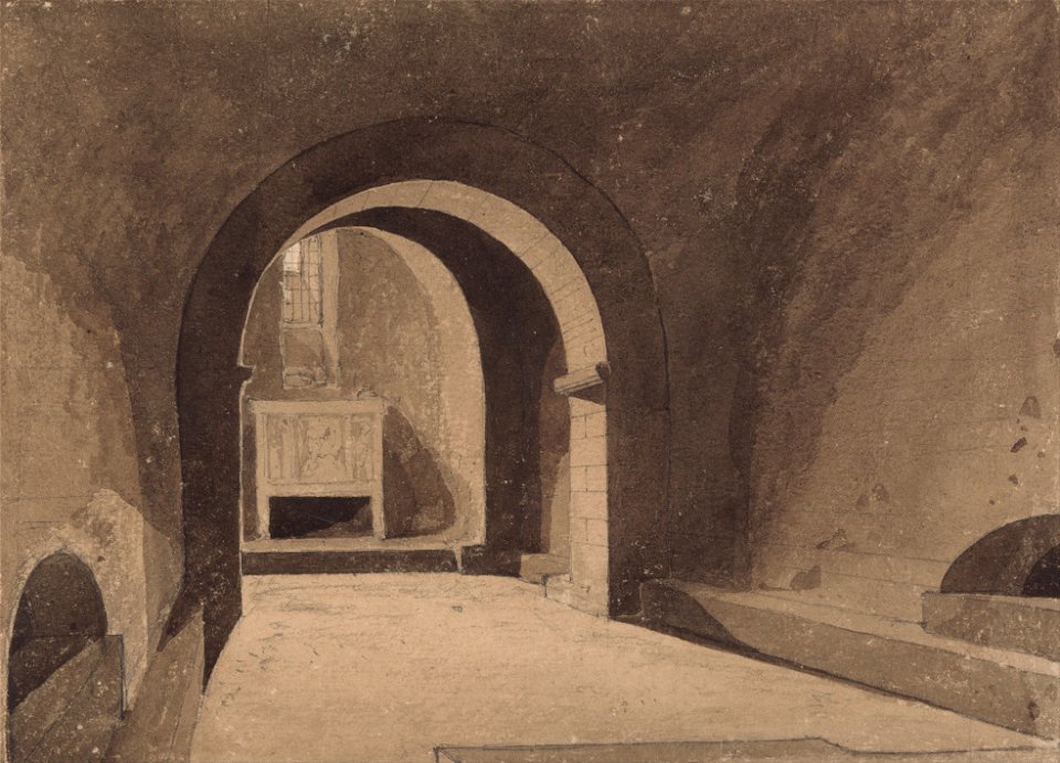 John Sell Cotman - Crypt of Saint Gervaise, Rouen, Normandy - Google Art Project