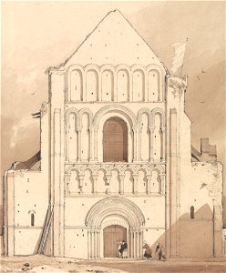 John Sell Cotman - West Front of the Church of Oyestraham (Ouistreham), near Caen, Normandy - Google Art Project