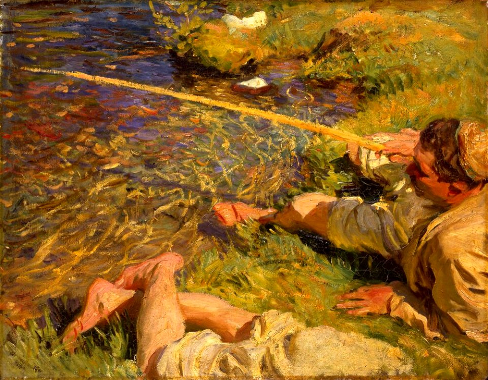 John Singer Sargent - Val d'Aosta, A Man Fishing - 1928.53 - Nationalmuseum