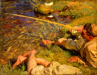 John Singer Sargent - Val d'Aosta, A Man Fishing - 1928.53 - Nationalmuseum
