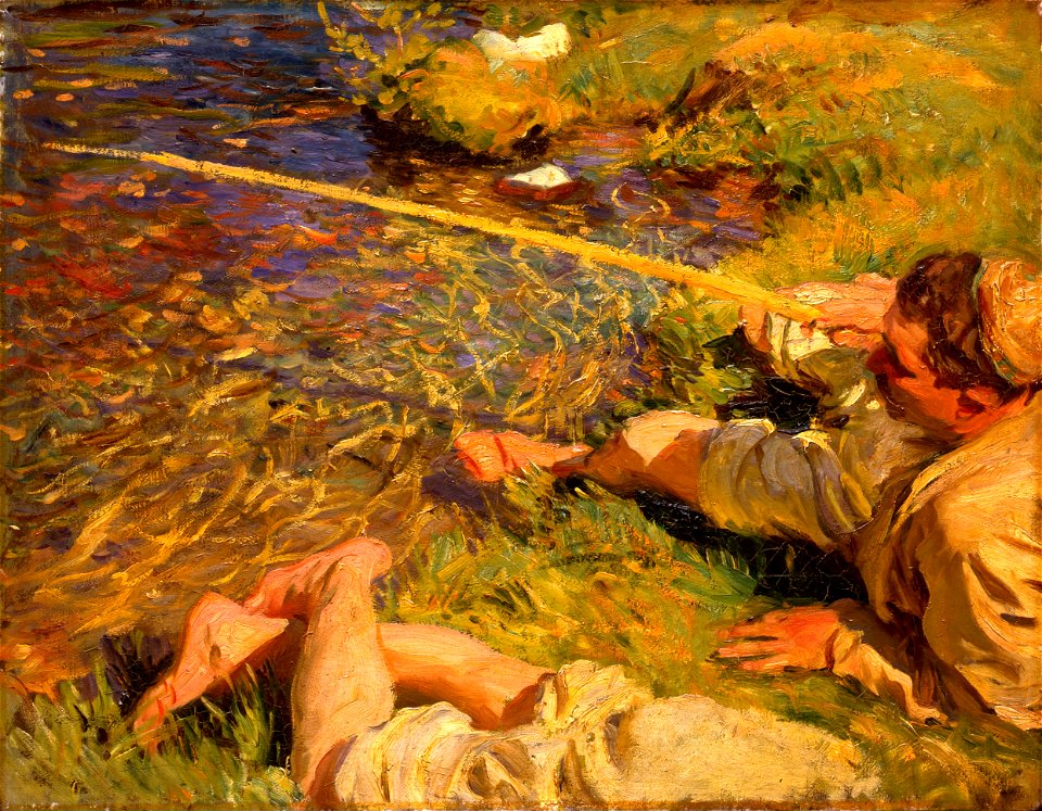 John Singer Sargent - Val d'Aosta, A Man Fishing