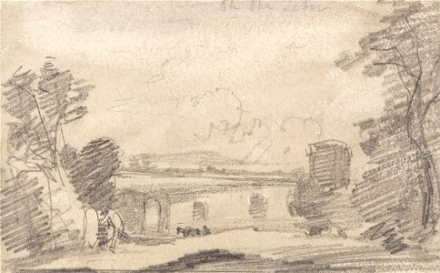 John Sell Cotman - Bridge and Ruin, after Richard Wilson; On the Tiber - Google Art Project