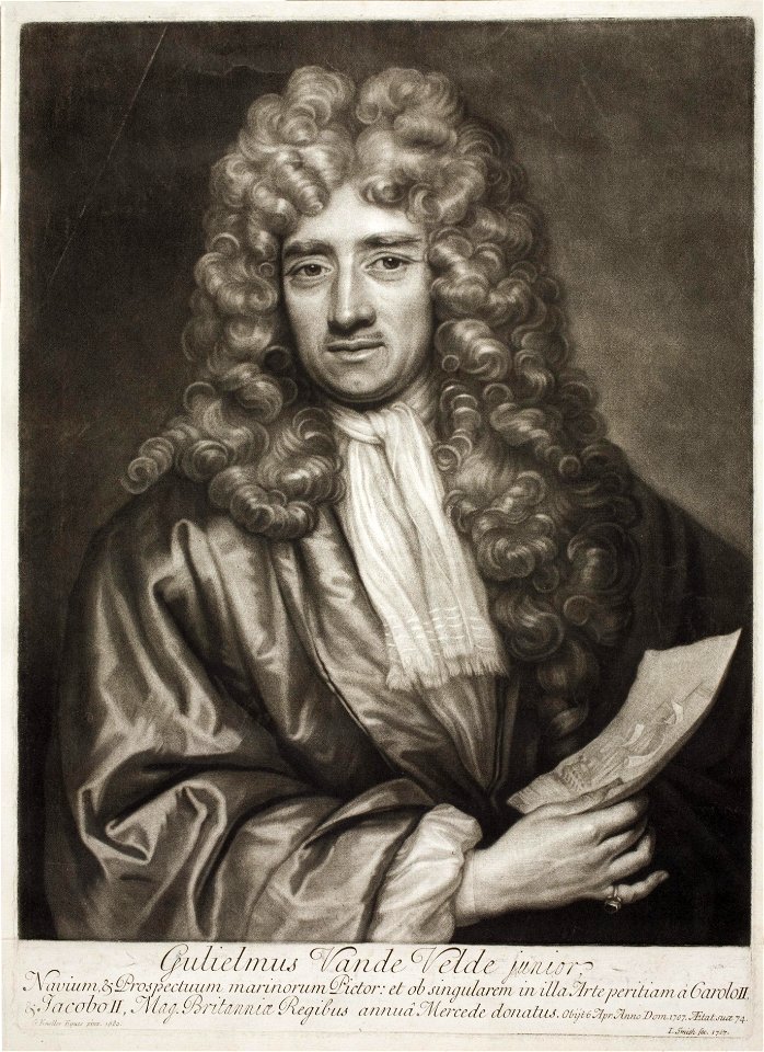 John Smith after Godrey Kneller - Portrait of Willem van de Velde II