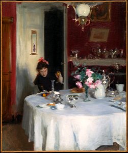John Singer Sargent - The Breakfast Table - 1943.150 - Fogg Museum. Free illustration for personal and commercial use.