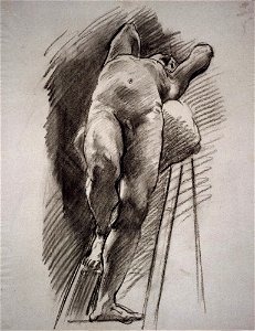 John Singer Sargent - Male Nude Leaning Back on a Ladder - Inlån JSS 512-10 - Nationalmuseum