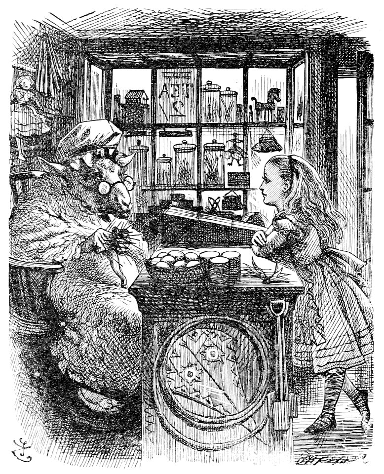 John Tenniel Alice and the Knitting Sheep