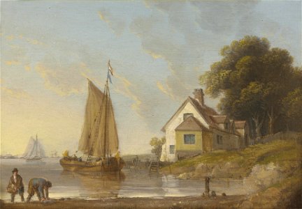 John Ward of Hull - Shipping off Northfleet, Thames. Free illustration for personal and commercial use.