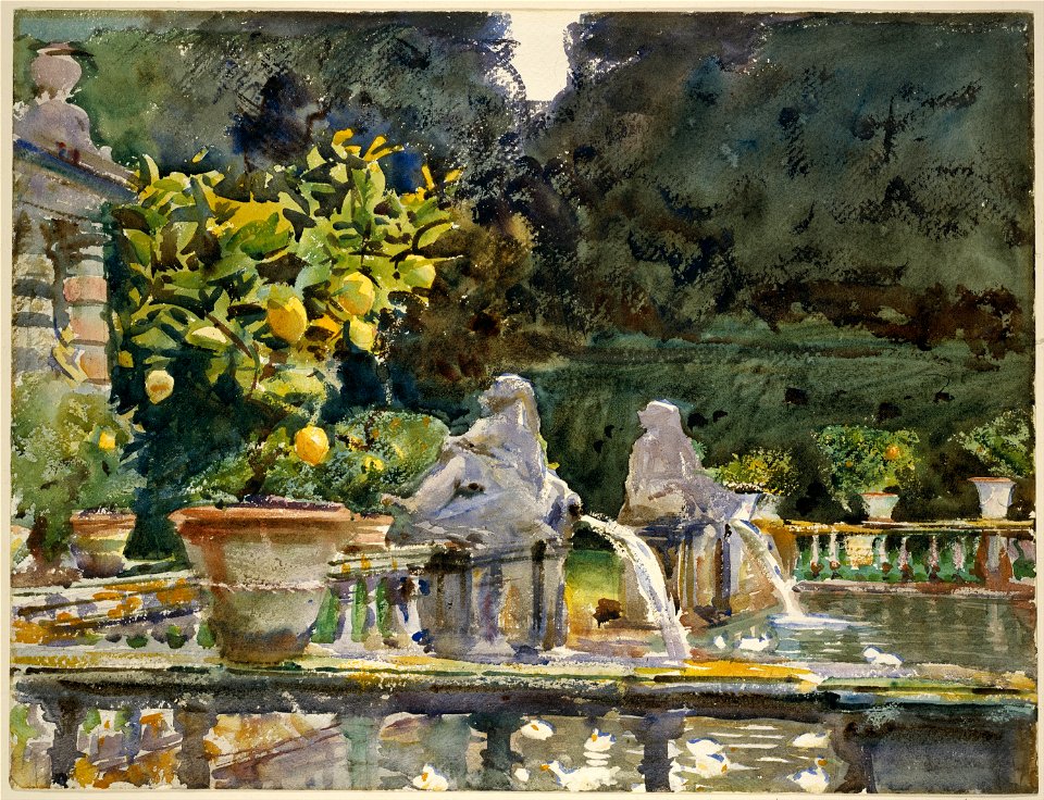 John Singer Sargent - Villa di Marlia, Lucca- A Fountain - Google Art Project