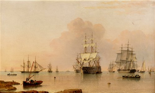 John Ward of Hull - H.M.S. Britannia at Anchor with the Fleet. Free illustration for personal and commercial use.