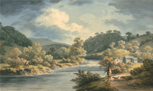 John Warwick Smith - A Fisherman in the Vale of Myfod, Site of the Palace of the Princess of Powis - Google Art Project. Free illustration for personal and commercial use.