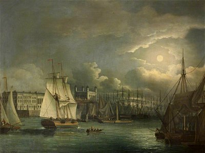 John Thomas Serres (1759-1825) - The Pool of London by Night - 515779 - National Trust