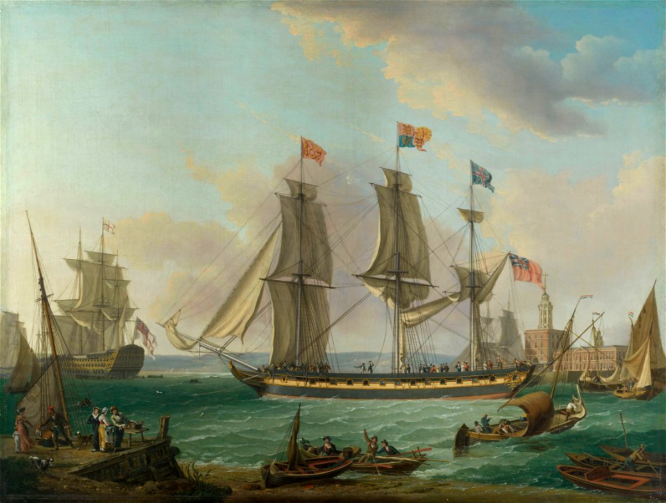John Thomas Serres (1759-1825) - The Royal Yacht 'The Royal George', at Portsmouth - RCIN 404820 - Royal Collection