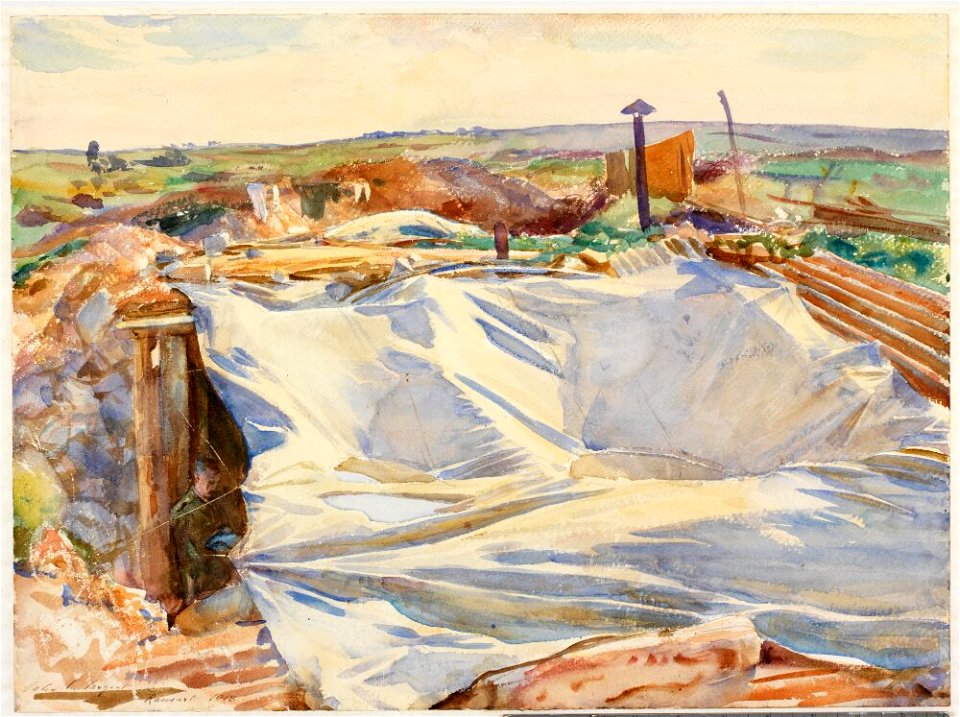 John Singer Sargent - A Tarpaulin over a Dug-out, Ransart - Inlån JSS 401-09 - Imperial War Museum London