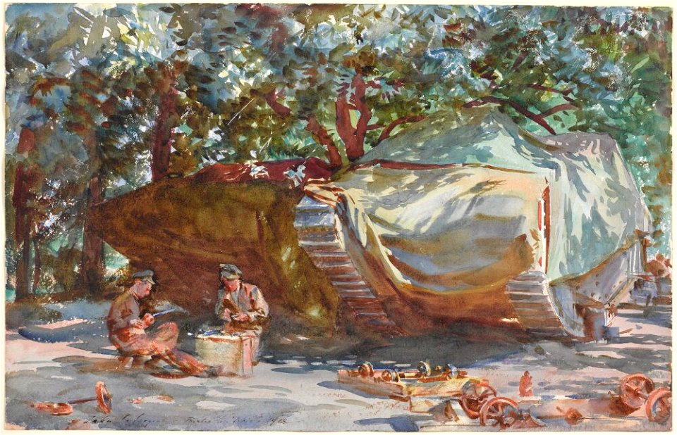 John Singer Sargent - Camouflaged Tanks, Berles-au-Bois - Inlån JSS 401-06 - Imperial War Museum London