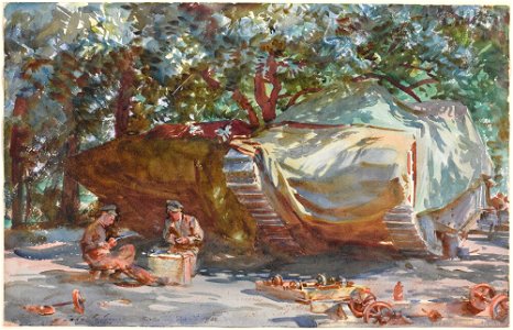 John Singer Sargent - Camouflaged Tanks, Berles-au-Bois - Inlån JSS 401-06 - Imperial War Museum London