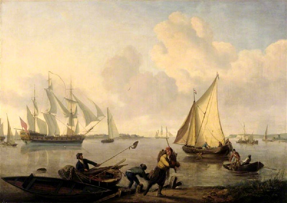 John Thomas Serres (1759-1825) - Men-of-War and Other Shipping in a Calm - 1175997 - National Trust