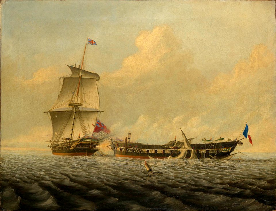 John Thomas Baines - Action between HMS 'Blanche' and the 'Pique', 5 January 1795