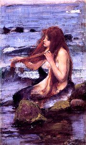 John William Waterhouse - A Mermaid (1892 sketch). Free illustration for personal and commercial use.
