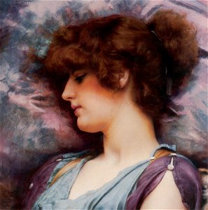 John William Godward - Far Away Thoughts. Free illustration for personal and commercial use.