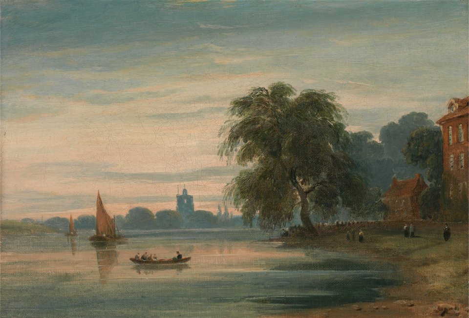 John Varley - A View along the Thames towards Chelsea Old Church - Google Art Project