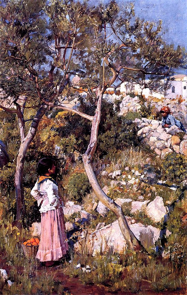 John William Waterhouse - Two Little Italian Girls by a Village