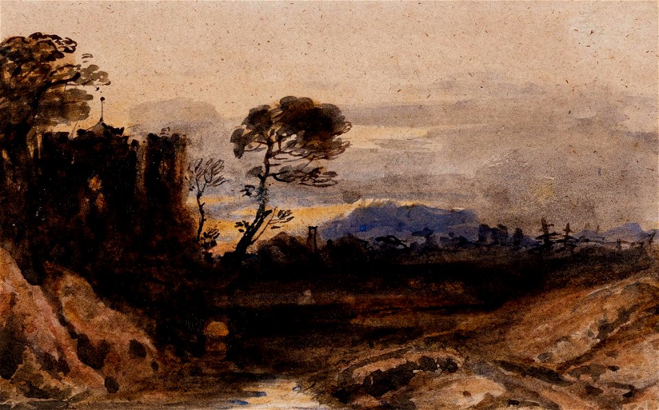 John Varley - A ruined castle at sunset - Varley-K07775