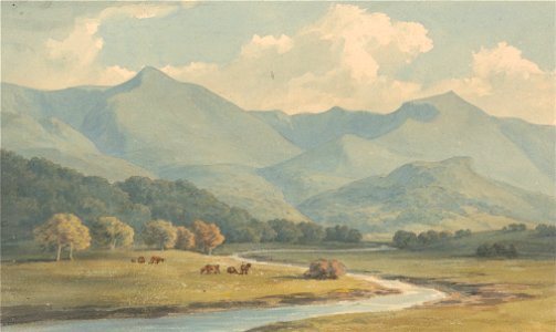 John Warwick Smith - Carnedd Llewelyn and Carnedd David, Carnarvonshire, Seen Across the River Ogwen - Google Art Project