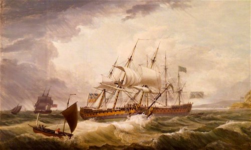 John Thomas Serres (1759-1825) - Third Rates in a Rough Sea - BHC1104 - Royal Museums Greenwich
